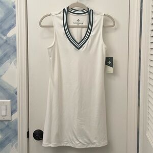 Tuckernuck White Sleeveless Dress with Green Trim